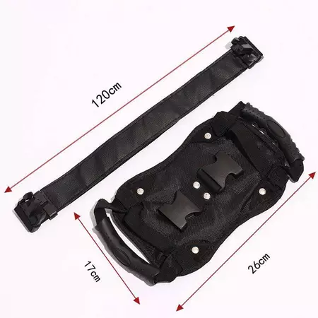 Dimensões indicadas pelo fornecedor para a cinta de moto