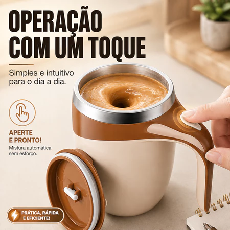 Caneca Misturadora Magnética Automática 400ml · Recarregável USB-C