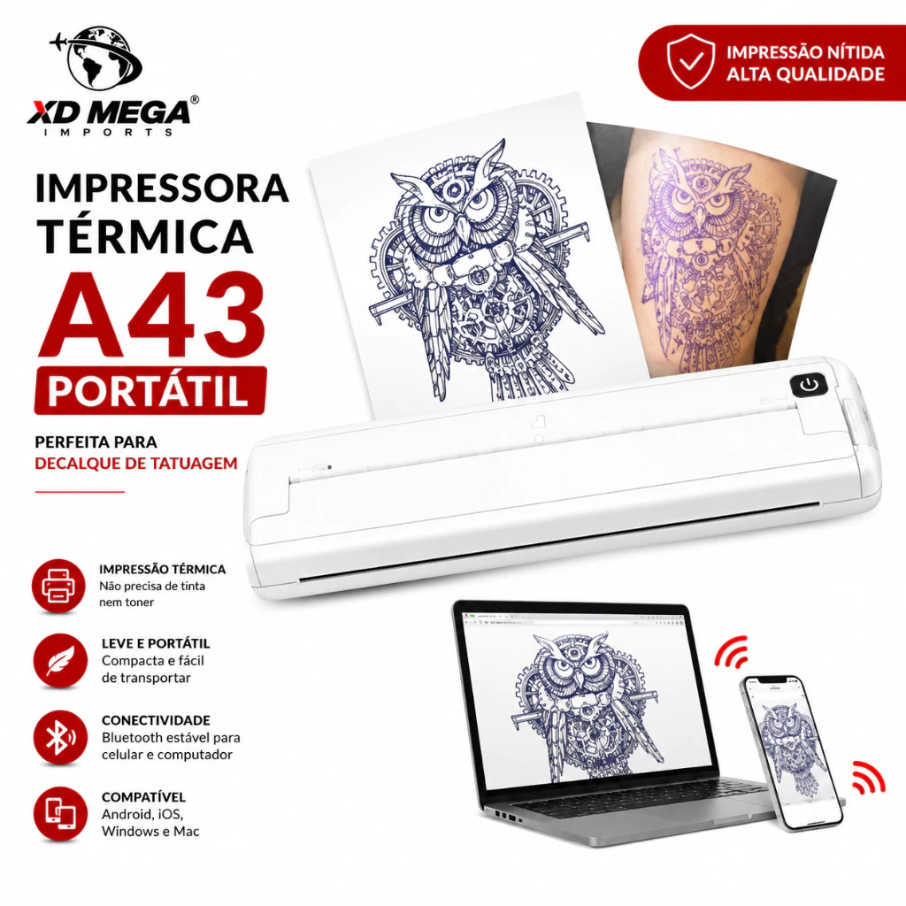 Impressora térmica imprimindo documento A4