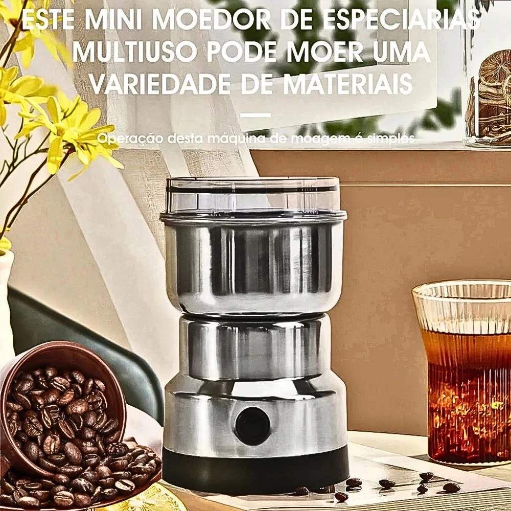 Moedor Elétrico de Café e Especiarias Inox 4 Lâminas 110V