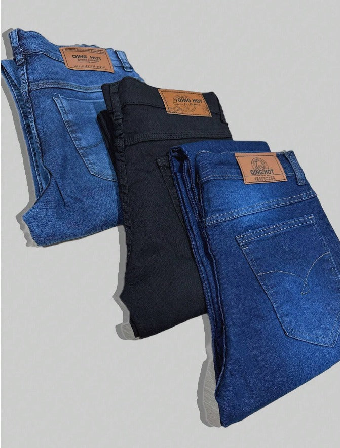 kit 3 Calças Jeans Premium Para Trabalho Masculina 100% algodão Elastano Várias Lavagens