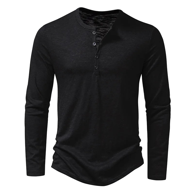 KIT 3 Camiseta Manga Longa Gola Henley Masculina